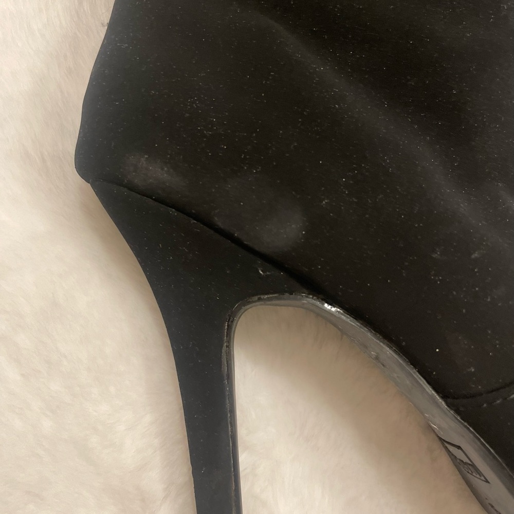 Black Rhinestone Heeled Boots 8 - Picture 3 of 4